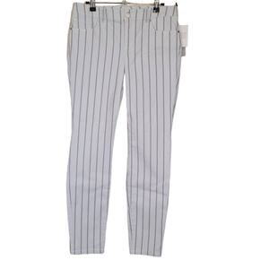 Etcetera Women's Twiggy Linea Pants Low Waist Metallic Striped White Size 4 NWT
